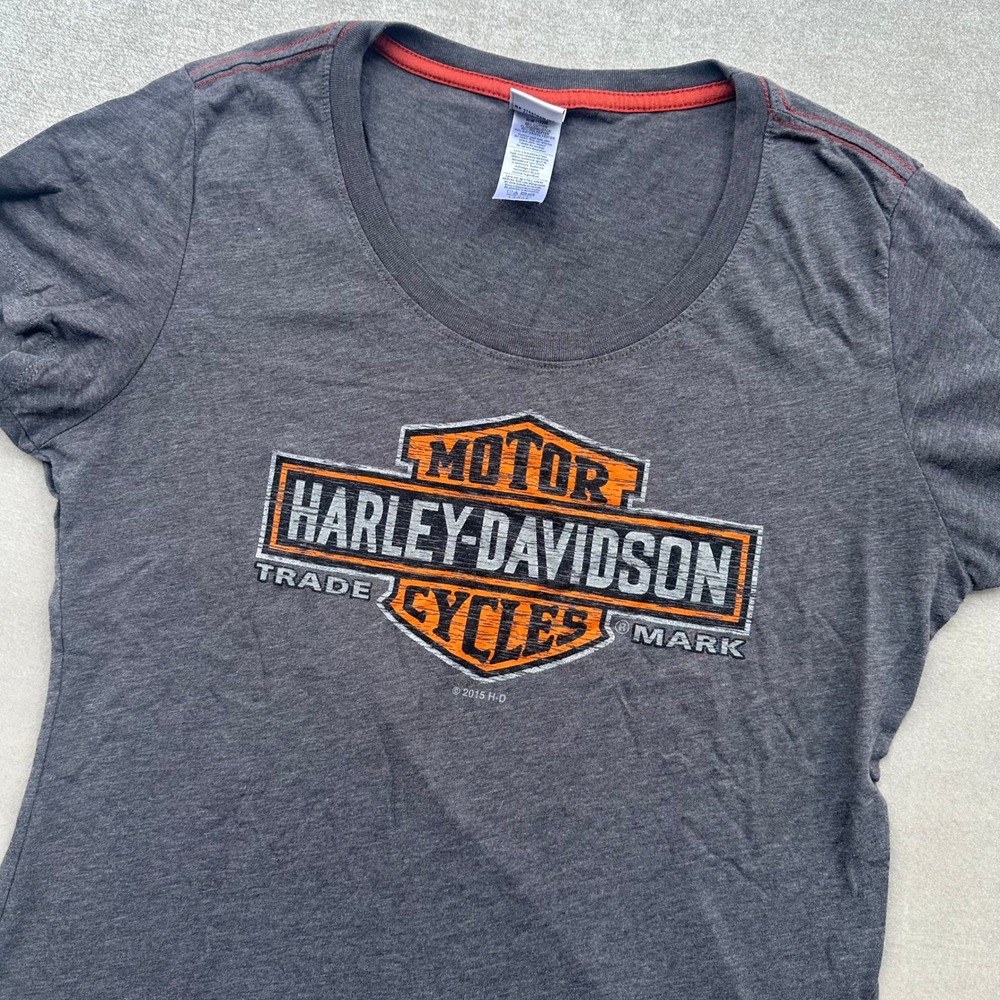 Harley-Davidson Mt Rainier Seattle Bar Shield Women's Large Gray Graphic T-Shirt